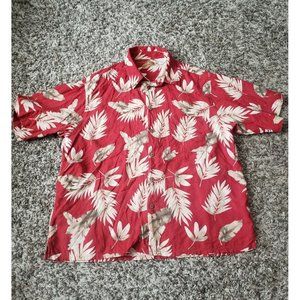Caribbean 100% Silk Red Hawaiian Short Sleeve Shirt Sz Xl